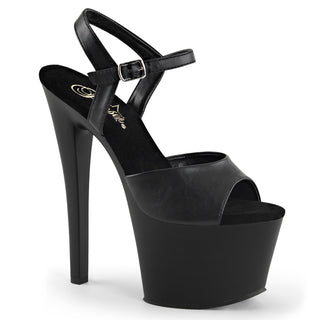 pleaser sky-309 black pu sandals