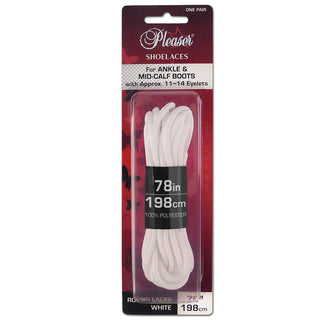Pleaser white replacement boot laces 198cm for ankle and mid-calf boots
