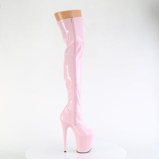 Flamingo-3000 Pink Stretch Thigh High Boots