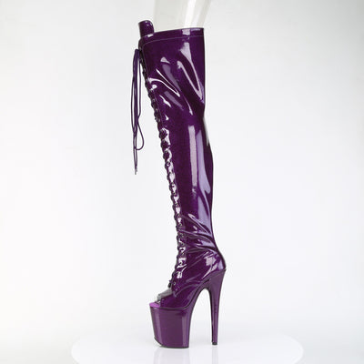 purple glitter thigh high pole boots flamingo-3021gp