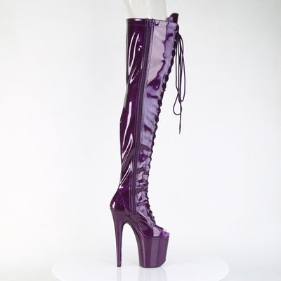 purple peep toe pole thigh high boots flamingo-3021gp