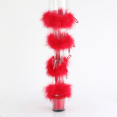 Red Fur Stripper Boots Adore-728F