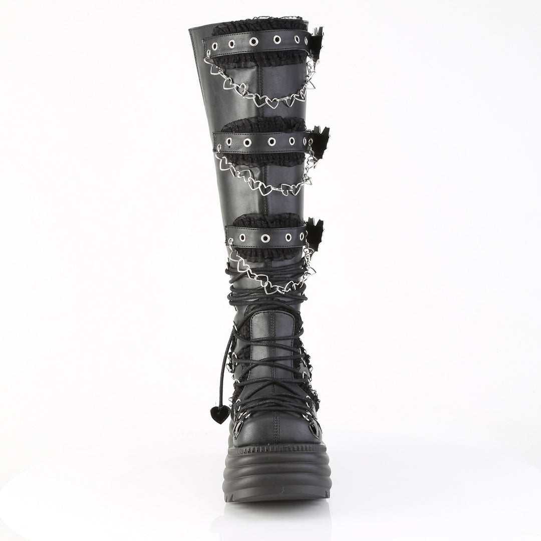 Demonia Morte-215 Gothic Punk Reflective Light Wedge Platform