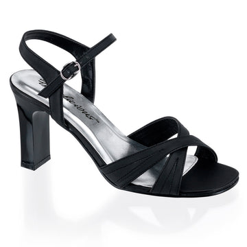 Fabulicious Romance-313 black criss-cross block heel dress sandals available in large sizes