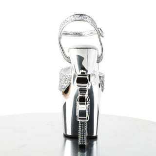 silver gun style pole heels revolver-709g
