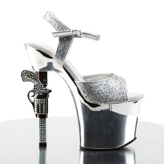 silver gun style pole sandals revolver-709g