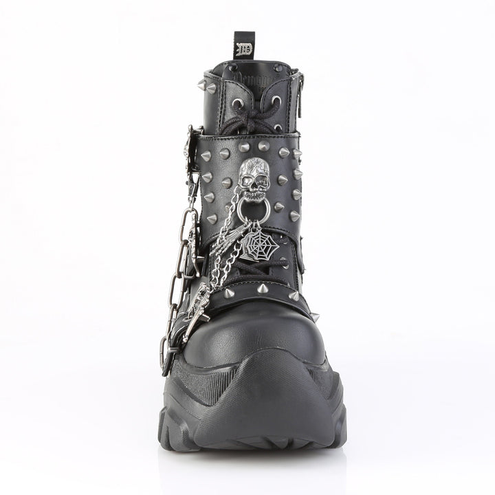 Demonia Echo-60 Goth Punk Flared Platform Boots with Skull Studs