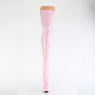 Flamingo-3000 Pink Stretch Thigh High Boots