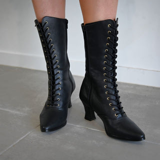 victorian boots on model