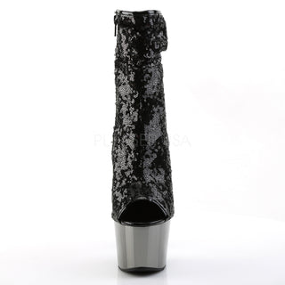 Black Chrome Plated Platform Peep Toe Adore-1008SQ