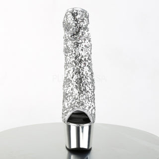 Silver Chrome Plated Platform Peep Toe Adore-1008SQ