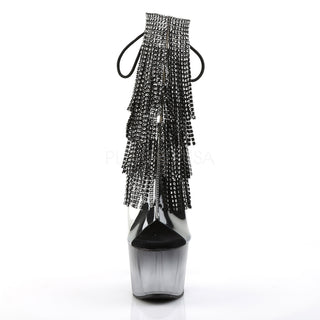 Rhinestone Fringe Black Platform Boots