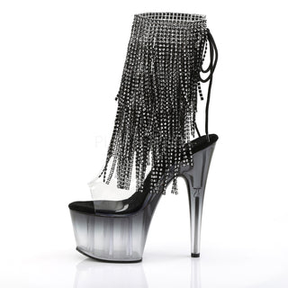 Rhinestone Fringe Black Platform Boots