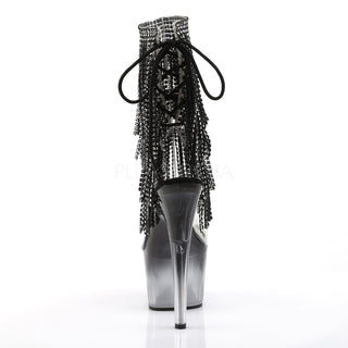 Rhinestone Fringe Black Platform Boots