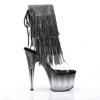 Rhinestone Fringe Black Platform Boots