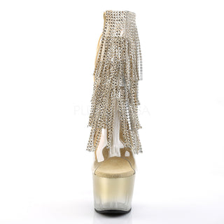 Rhinestone Fringe Gold Platform Boots