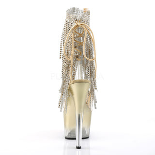 Rhinestone Fringe Gold Platform Boots