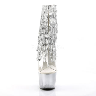 Rhinestone Fringe Silver Platform Boots