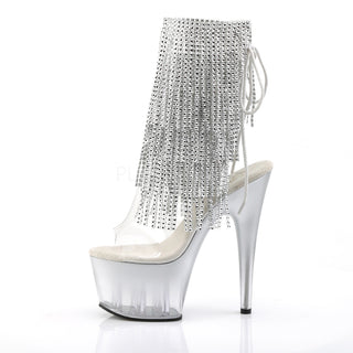 Rhinestone Fringe Silver Platform Boots