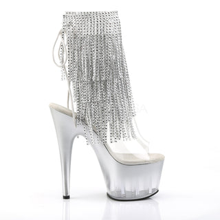 Rhinestone Fringe Silver Platform Boots