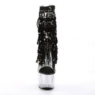 Black Sequins Fringe Platform Boots