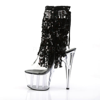 Black Sequins Fringe Platform Boots
