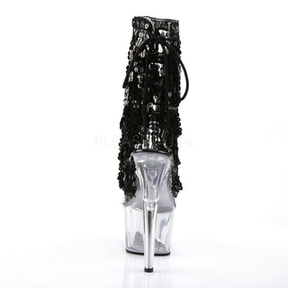 Black Sequins Fringe Platform Boots