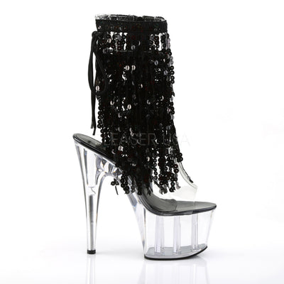 Black Sequins Fringe Platform Boots