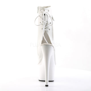 Pleaser Adore-1018 White PU Peep Toe Boots