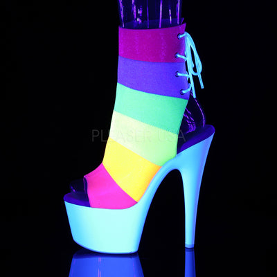 Rainbow Neon White Boots