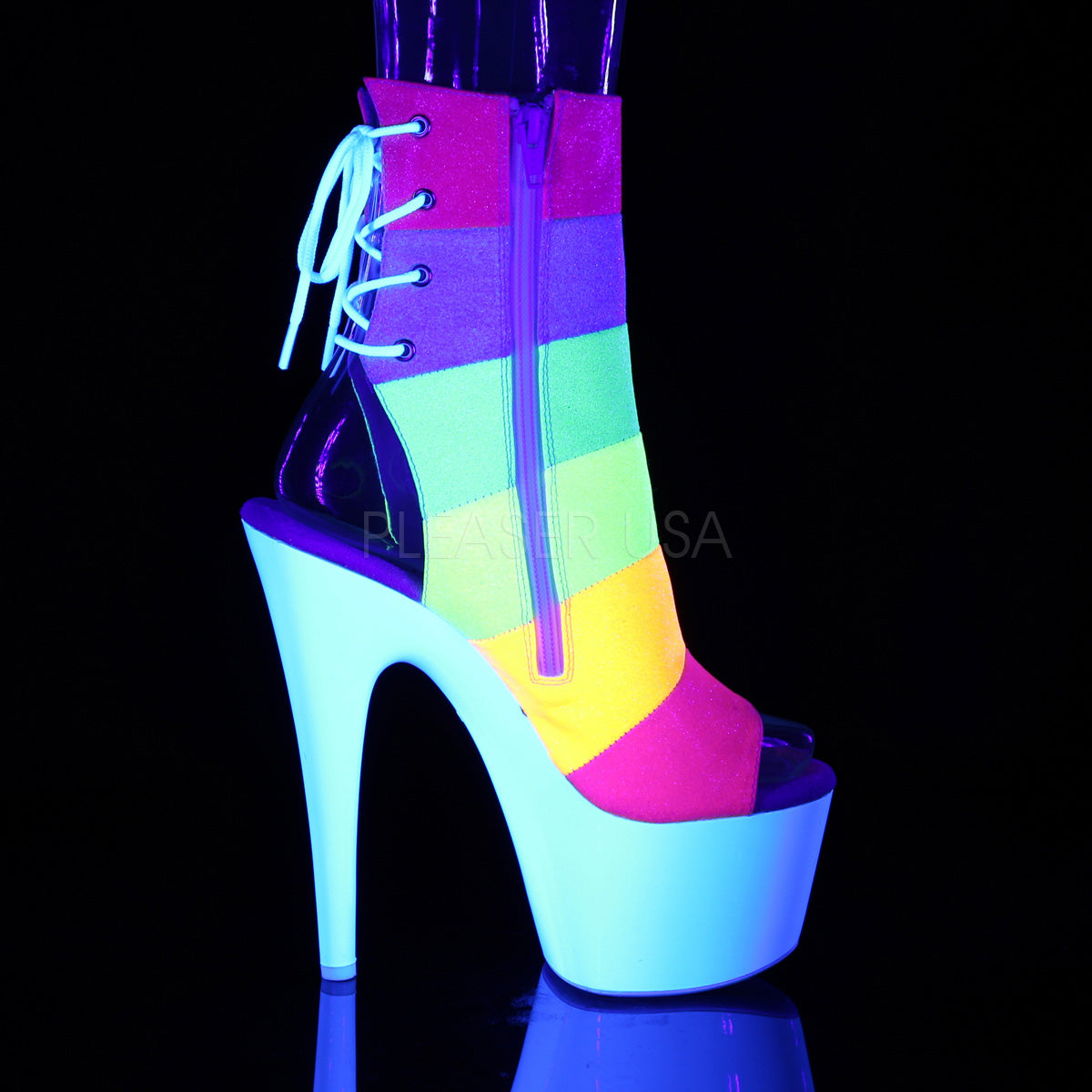 Rainbow Neon White Boots