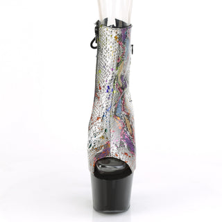 Multi Color Snake Print Platform Boots
