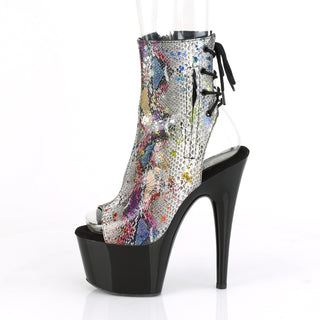 Multi Color Snake Print Platform Boots