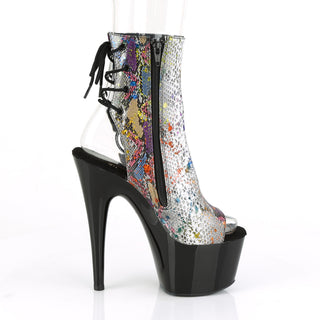 Multi Color Snake Print Platform Boots