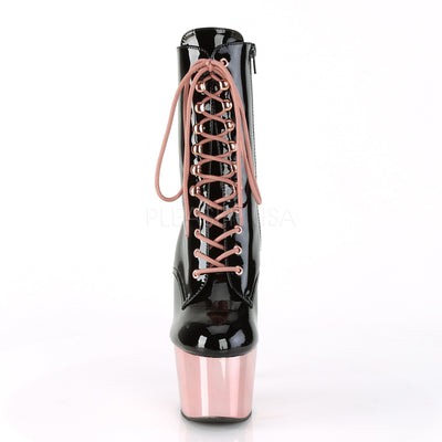 Sexy Devil 7 Inch Rose Gold Chrome Platform Ankle Boots