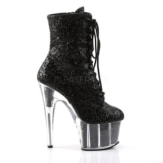 Sexy Devil Black Glitter Ankle Boots
