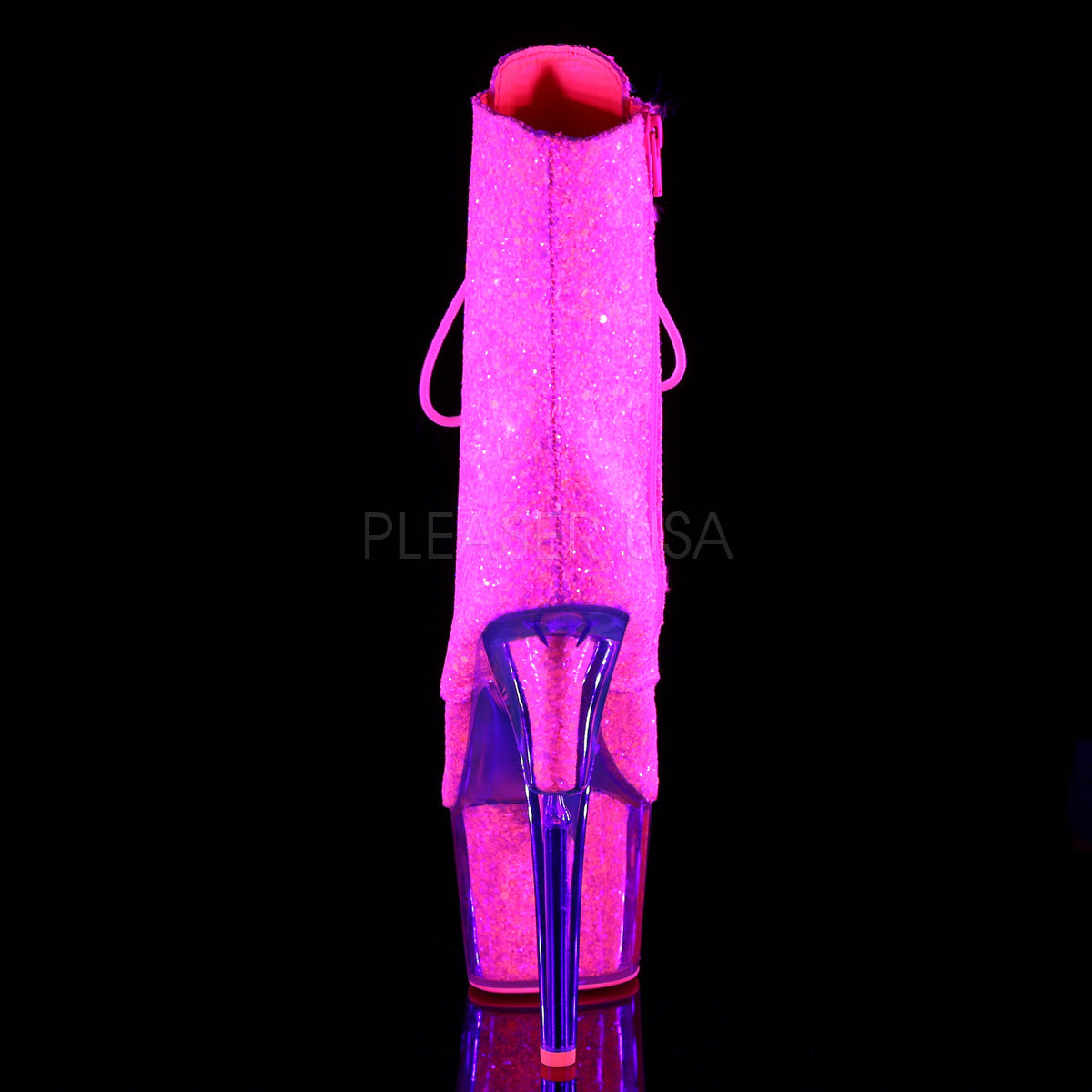 Sexy Devil Neon Pink Glitter Ankle Boots