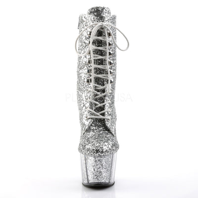 Sexy Devil Silver Glitter Ankle Boots