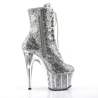 Sexy Devil Silver Glitter Ankle Boots