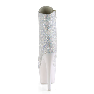 Sexy Devil 7 Inches Neon White Glitter Platform Ankle Boots