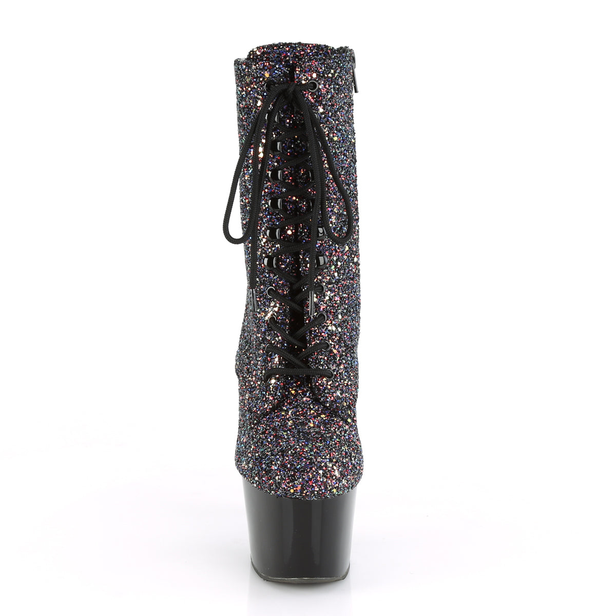 Sexy Devil 7 Inches Purple Glitter Black Platform Ankle Boots