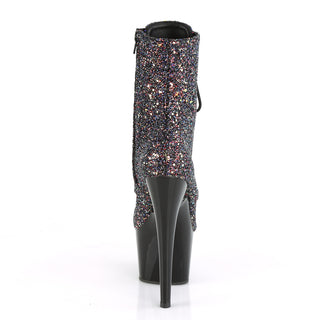 Sexy Devil 7 Inches Purple Glitter Black Platform Ankle Boots
