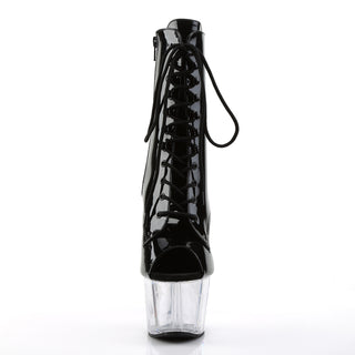 Adore-1021 Black/Clear Peep Toe Platform Boots