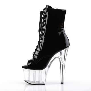 Adore-1021 Black/Clear Peep Toe Platform Boots