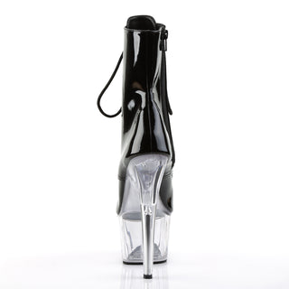 Adore-1021 Black/Clear Peep Toe Platform Boots