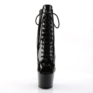 Adore-1021 Black Patent Peep Toe Platform Boots