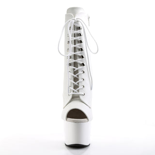 Adore-1021 White Matte Peep Toe Platform Boots