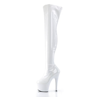 Adore-3000 White Thigh-High Platform Boots
