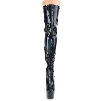Queen of The Night Black Hologram Thigh High Boots