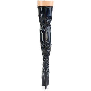Queen of The Night Black Hologram Thigh High Boots